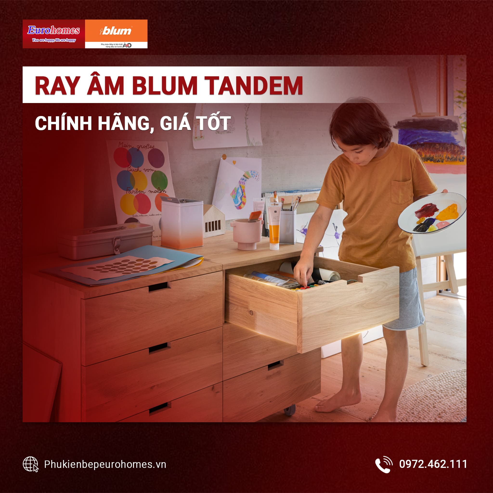 Ray trượt TANDEM giảm chấn mở 3/4, 350mm,550F3500B 1152589 - Ảnh 2