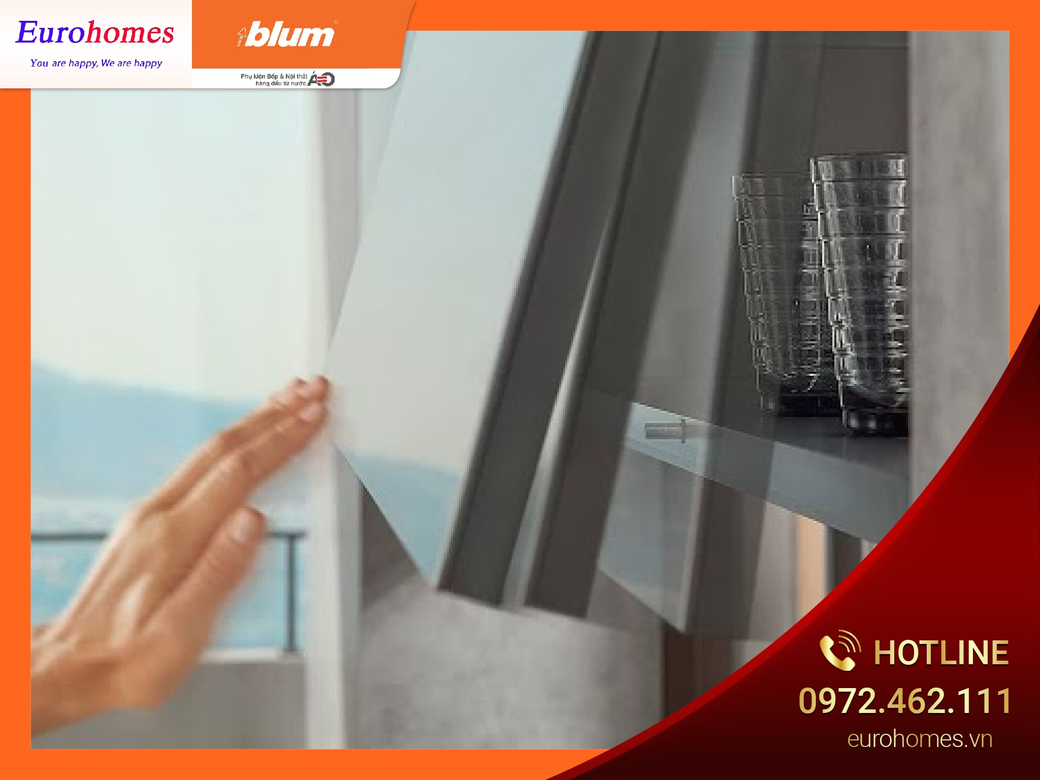 Bộ tay nâng AVENTOS HK top nhấn mở TIP-ON 22K2900T 5504792
