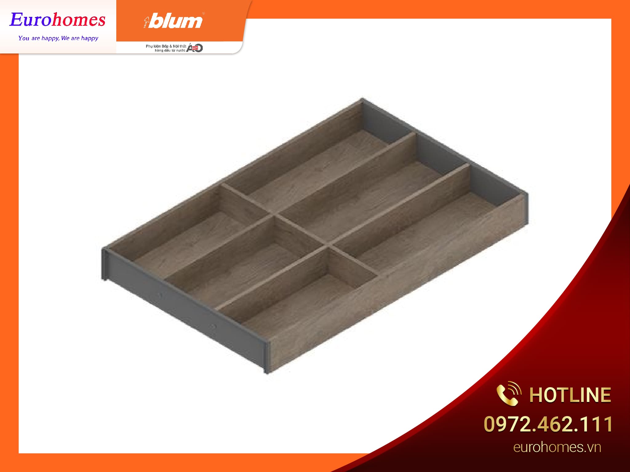 Khay gỗ khung thép BH3 472x300x49,9mm gỗ Bardolino, khung trắng ZC7S500BH3 6608218