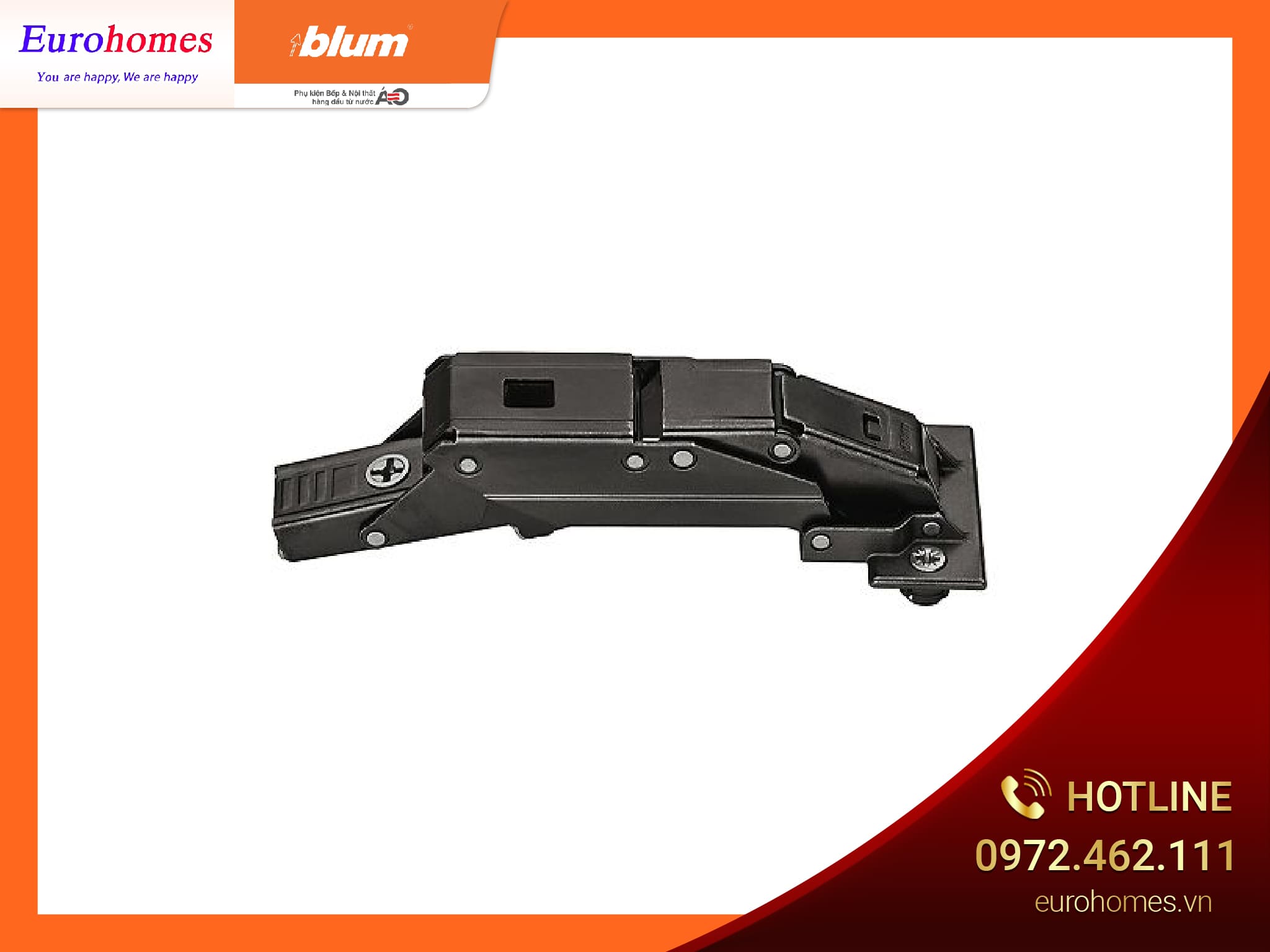 Bản lề bật giảm chấn 110 ̊, màu đen  - Cánh mỏng 71B453T 5740545