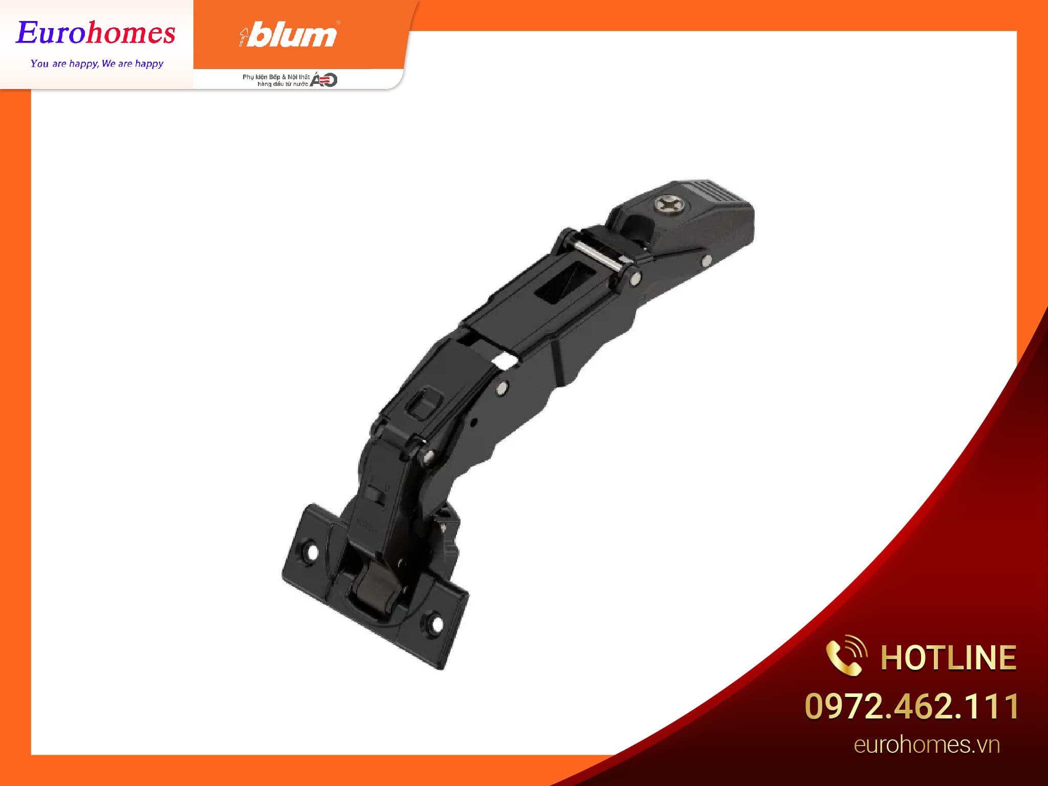 Bản lề bật giảm chấn 155 ̊, màu đen, trùm hết, 71B7550 8671120