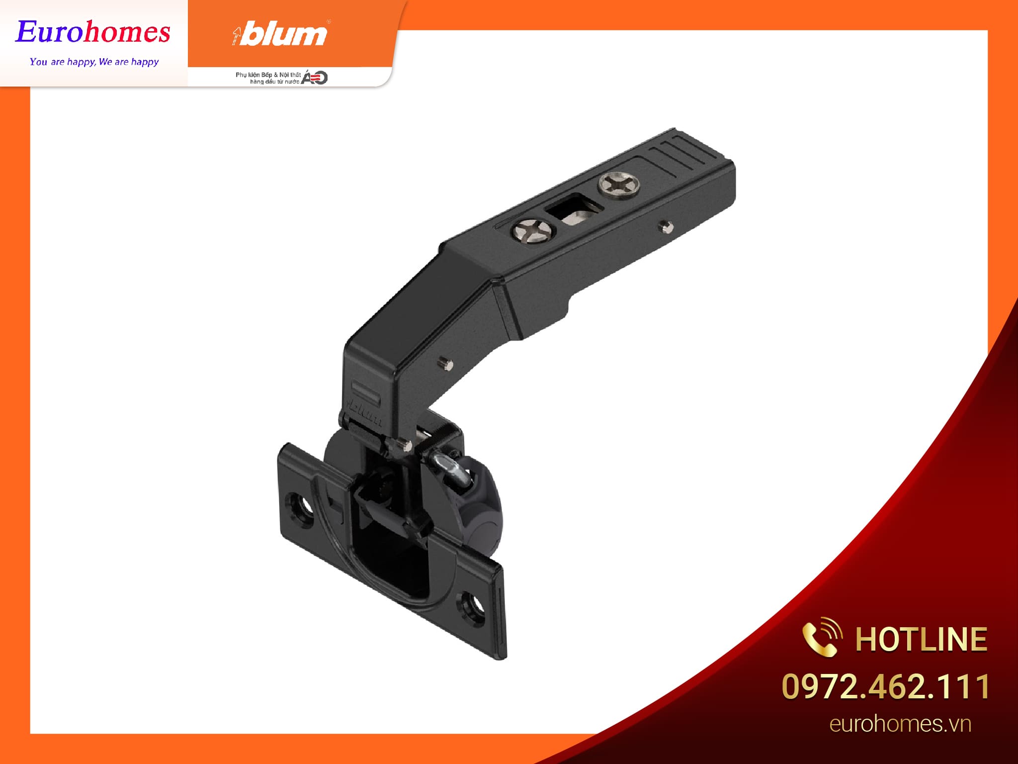 Bản lề bật giảm chấn 95 ̊, màu đen, góc mù 79B9550 4282731