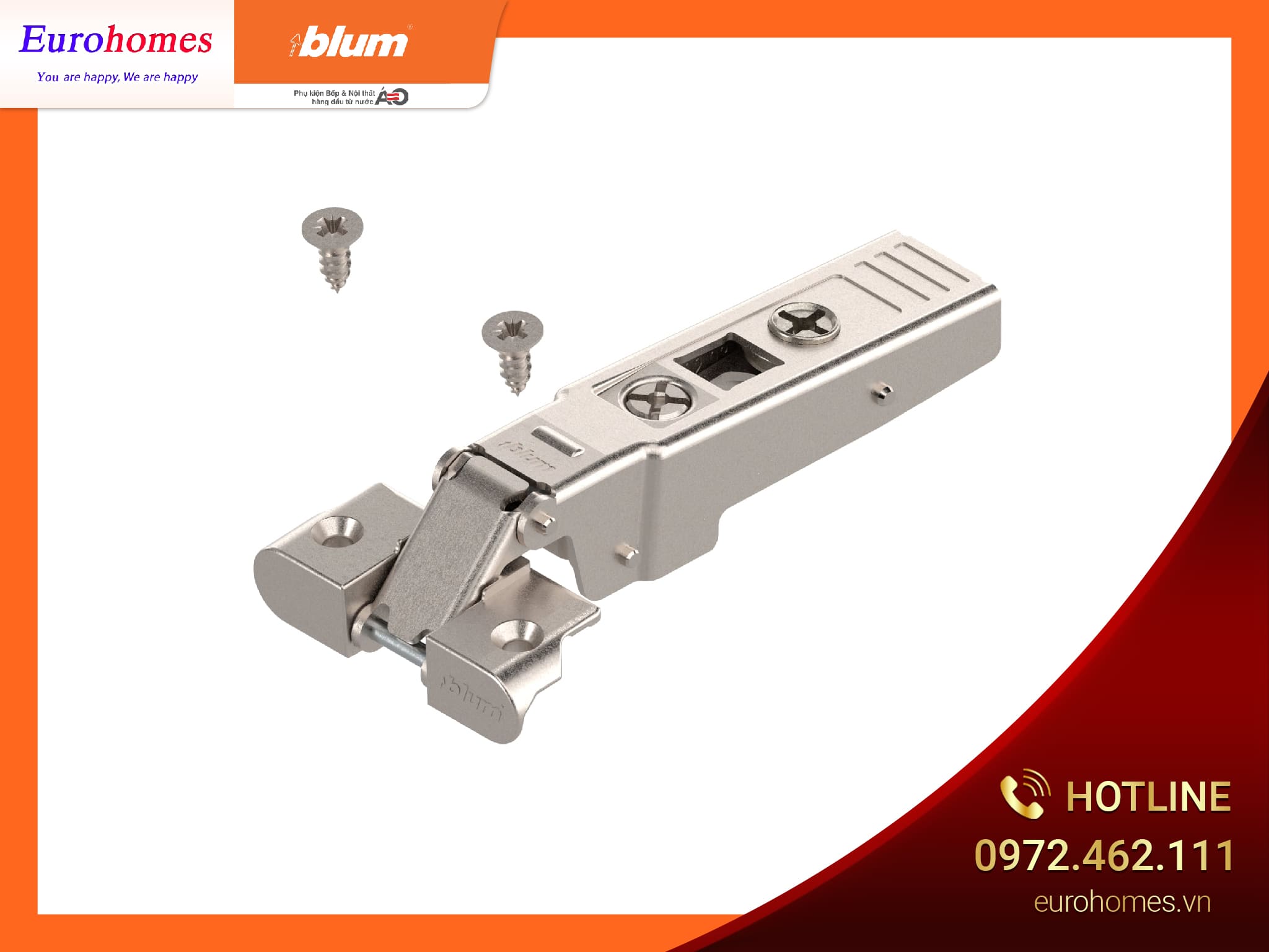 Bản lề khung nhôm CLIP top 95 ̊, trùm hết, 71T950A 3810053