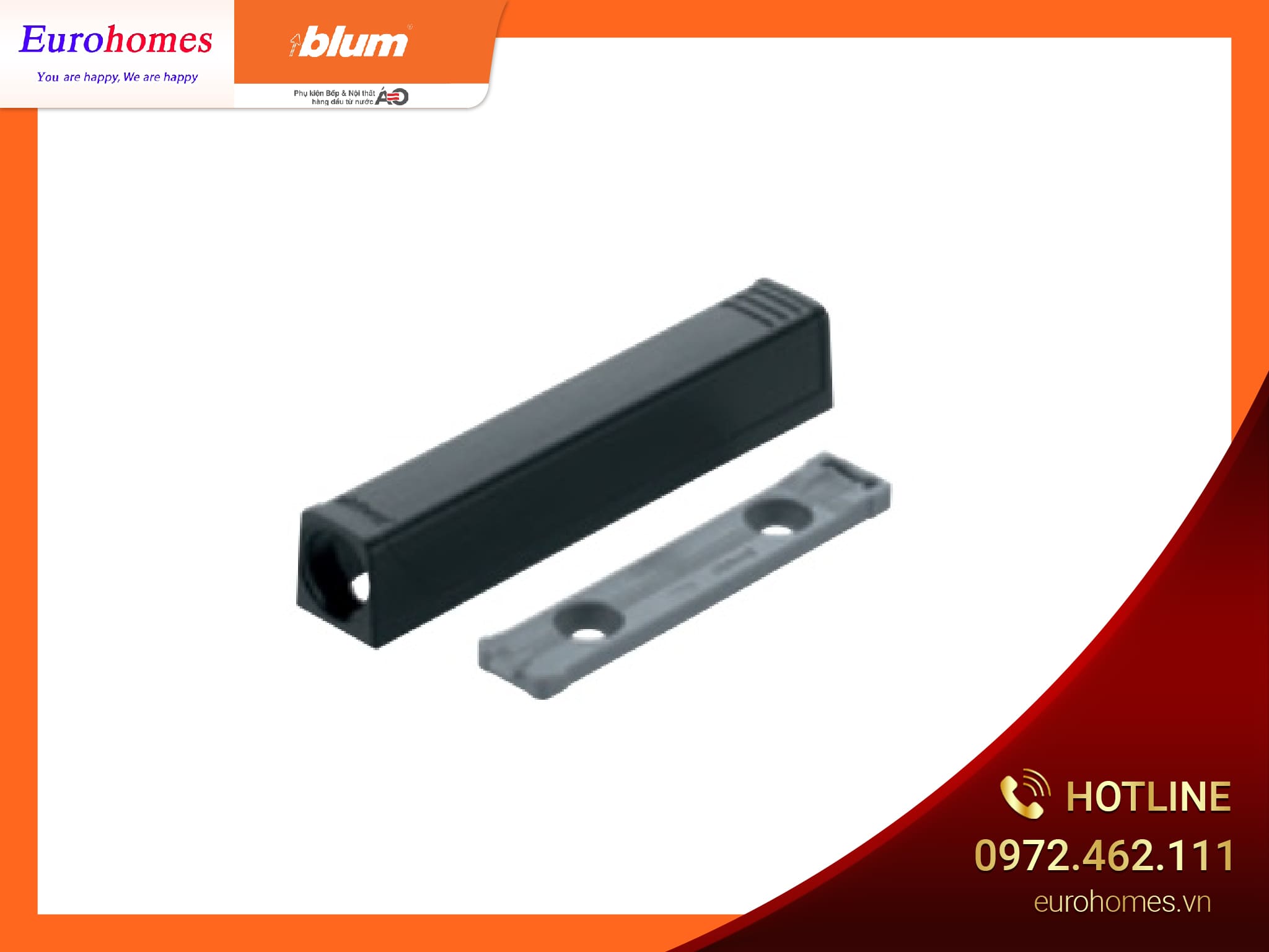 Đế nêm nhấn mở TIP-ON dài, màu đen, 956A1201 3735328