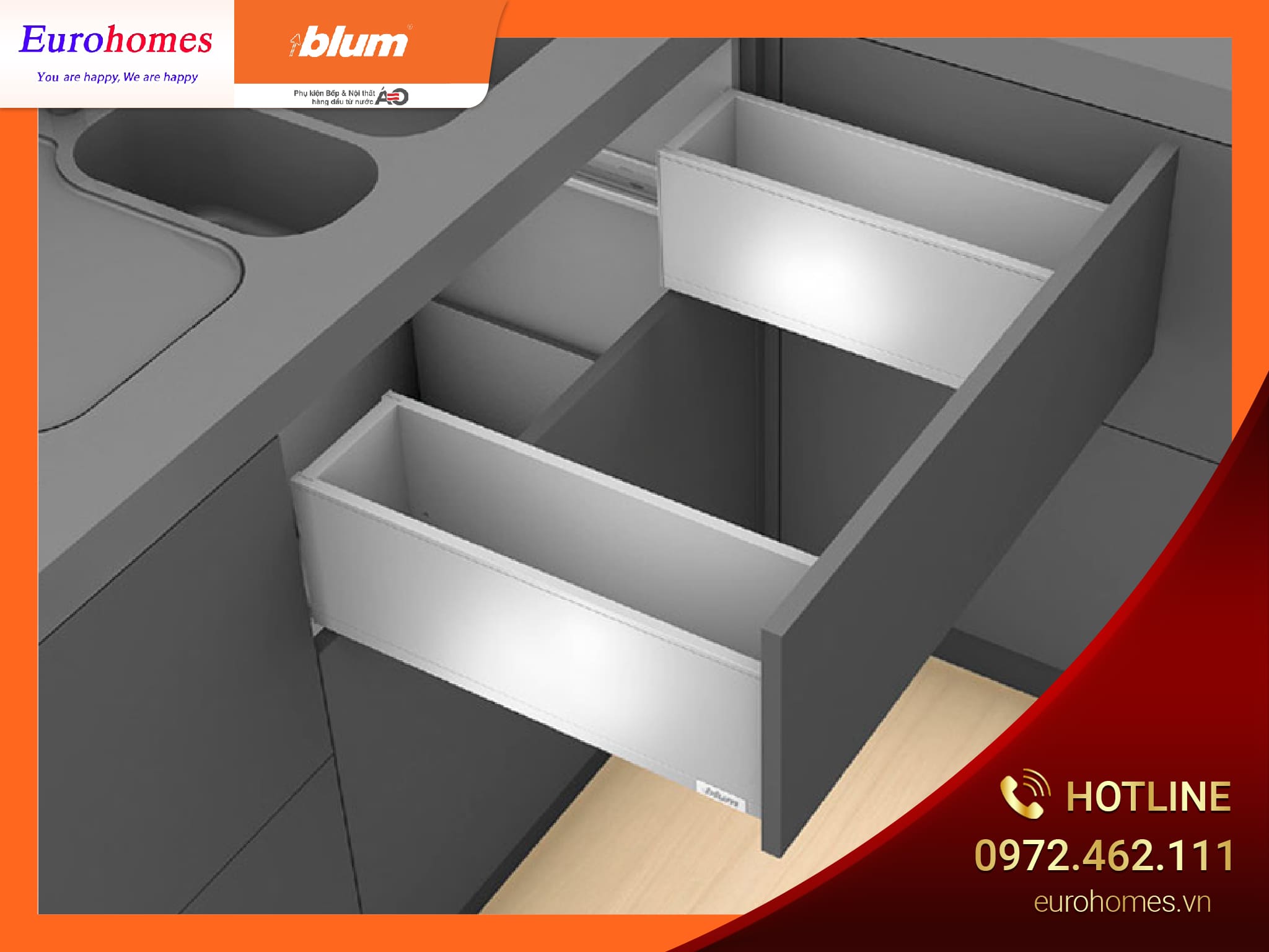 Ngăn kéo dưới chậu rửa LEGRABOX pure inox 770C5002I 2876461