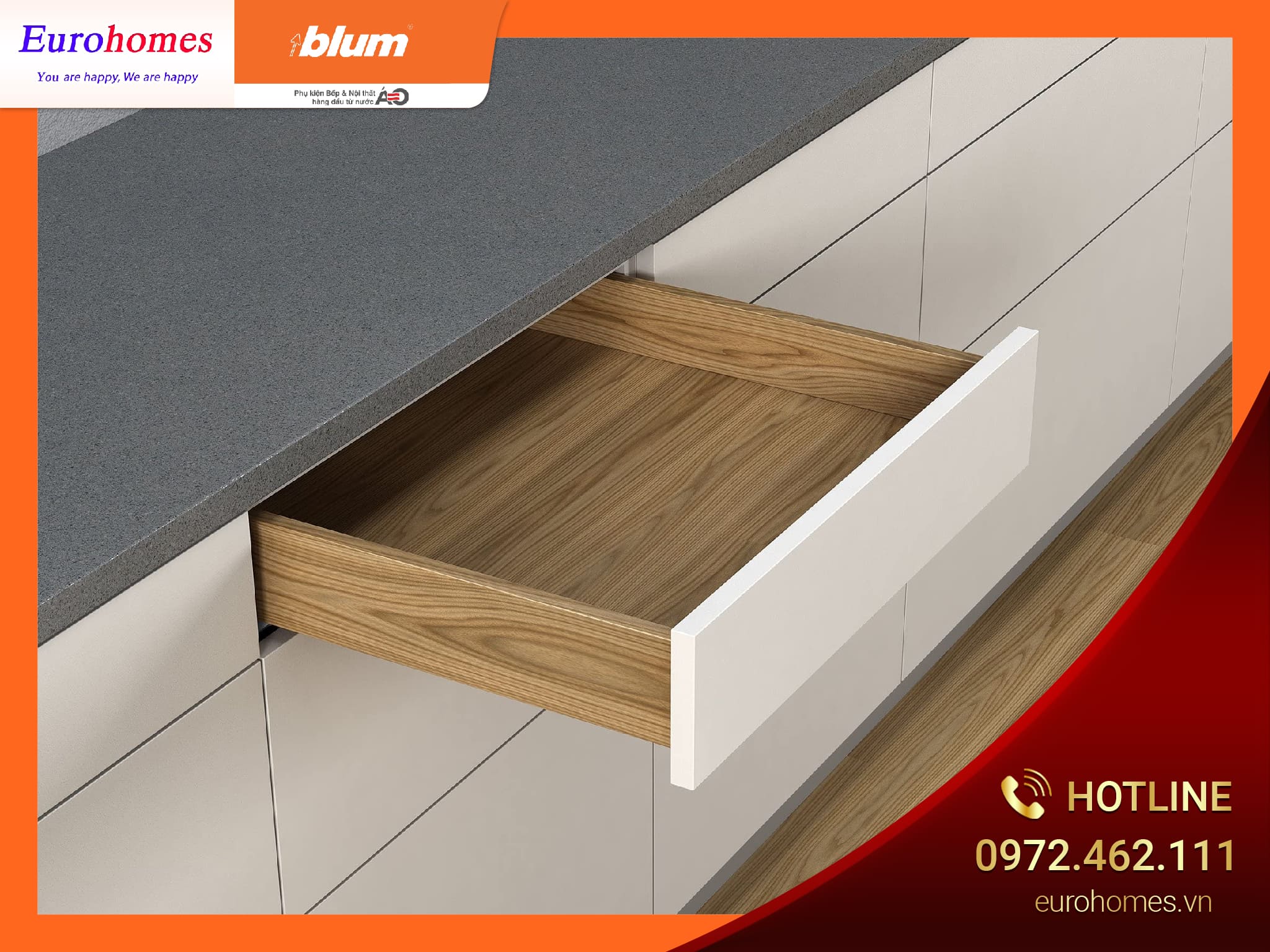 Ray trượt TANDEM tích hợp nhấn mở mở 3/4, 300mm, 550F3000T 1834746