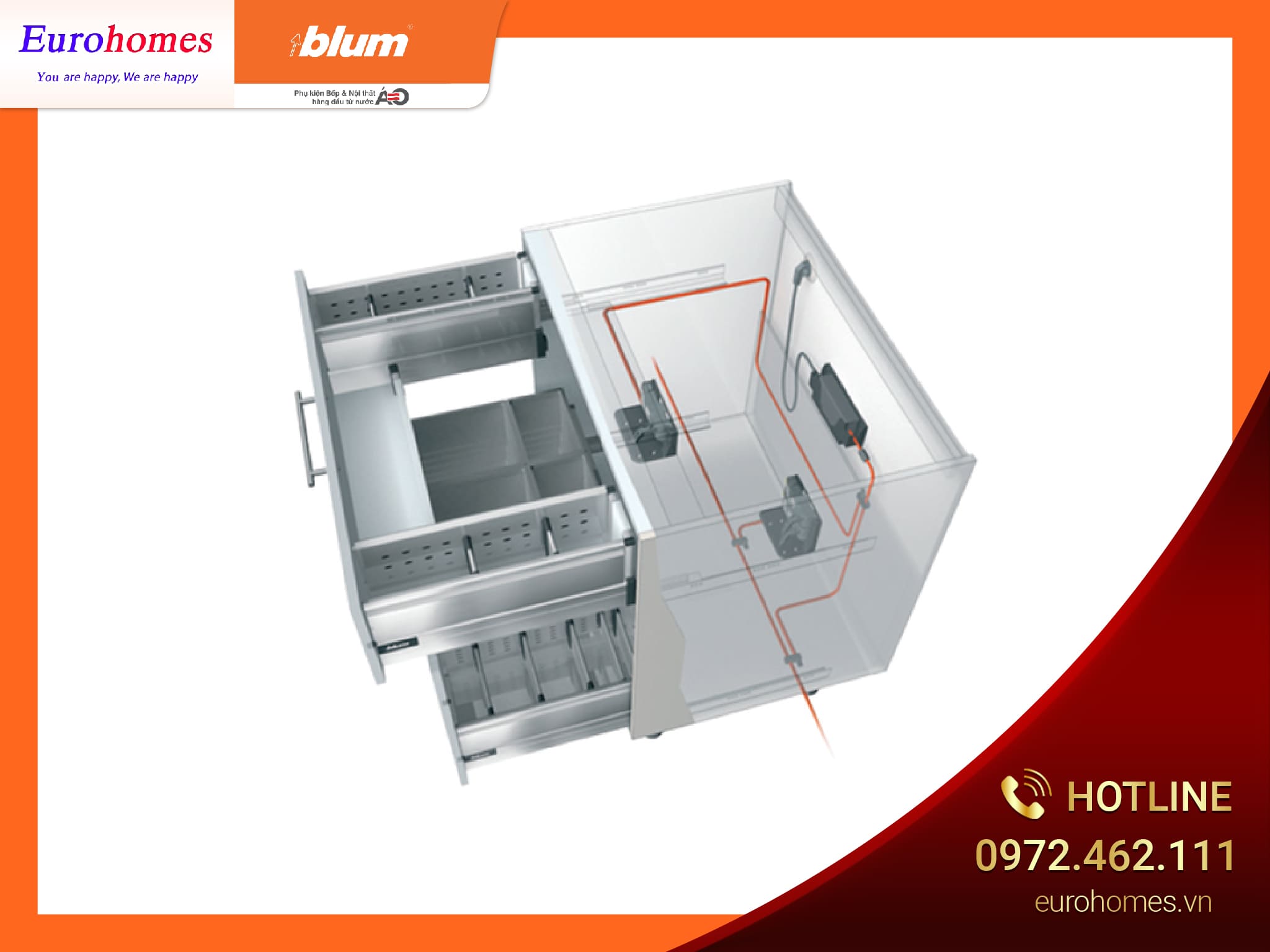 Bộ điện cho ngăn kéo dưới chậu rửa MERIVOBOX Z10D7301 6579379