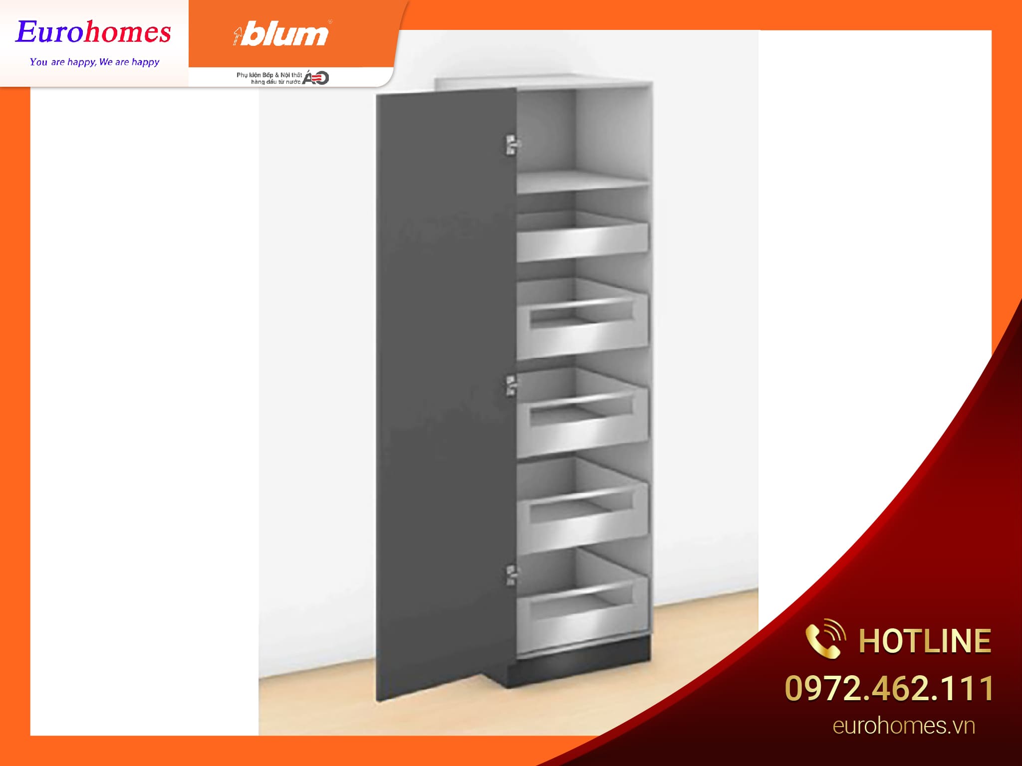 Tủ đồ khô LEGRABOX  IM + IC, 1 cánh, màu xám 770X50S0S ST 1766107