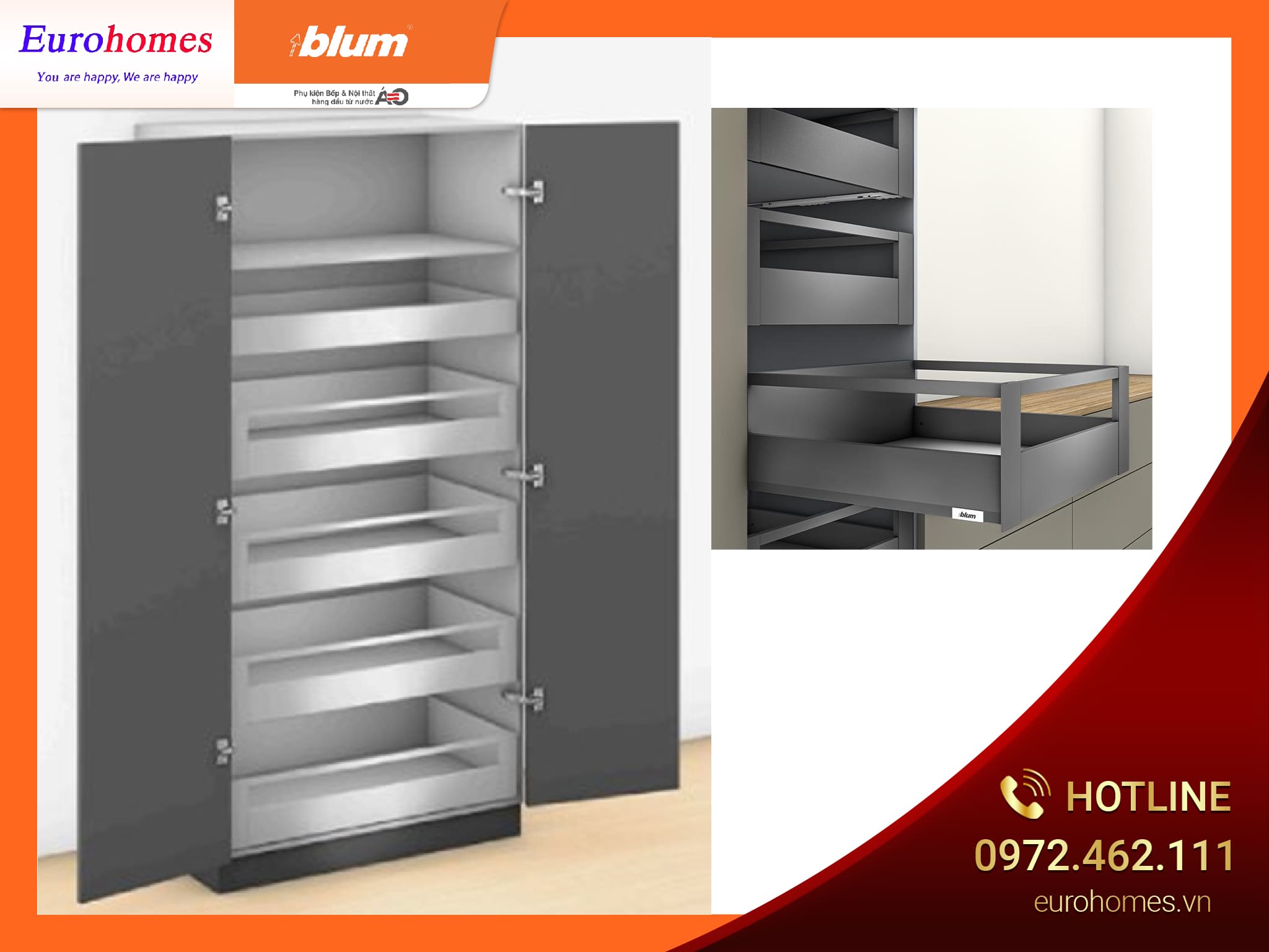 Tủ đồ khô MERIVOBOX IR1 + IR2, 2 cánh, màu xám nhạt 470M50B0S ST 2147894